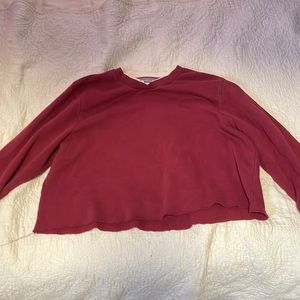 red cropped sweater